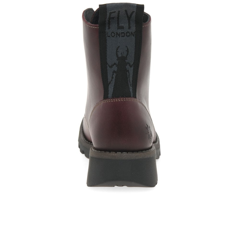 Fly London Ankle Boot Ragi Purple Soft Leather Military Style lace boot