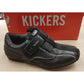 Kickers Zip Black Leather Touch Fastening School Shoe