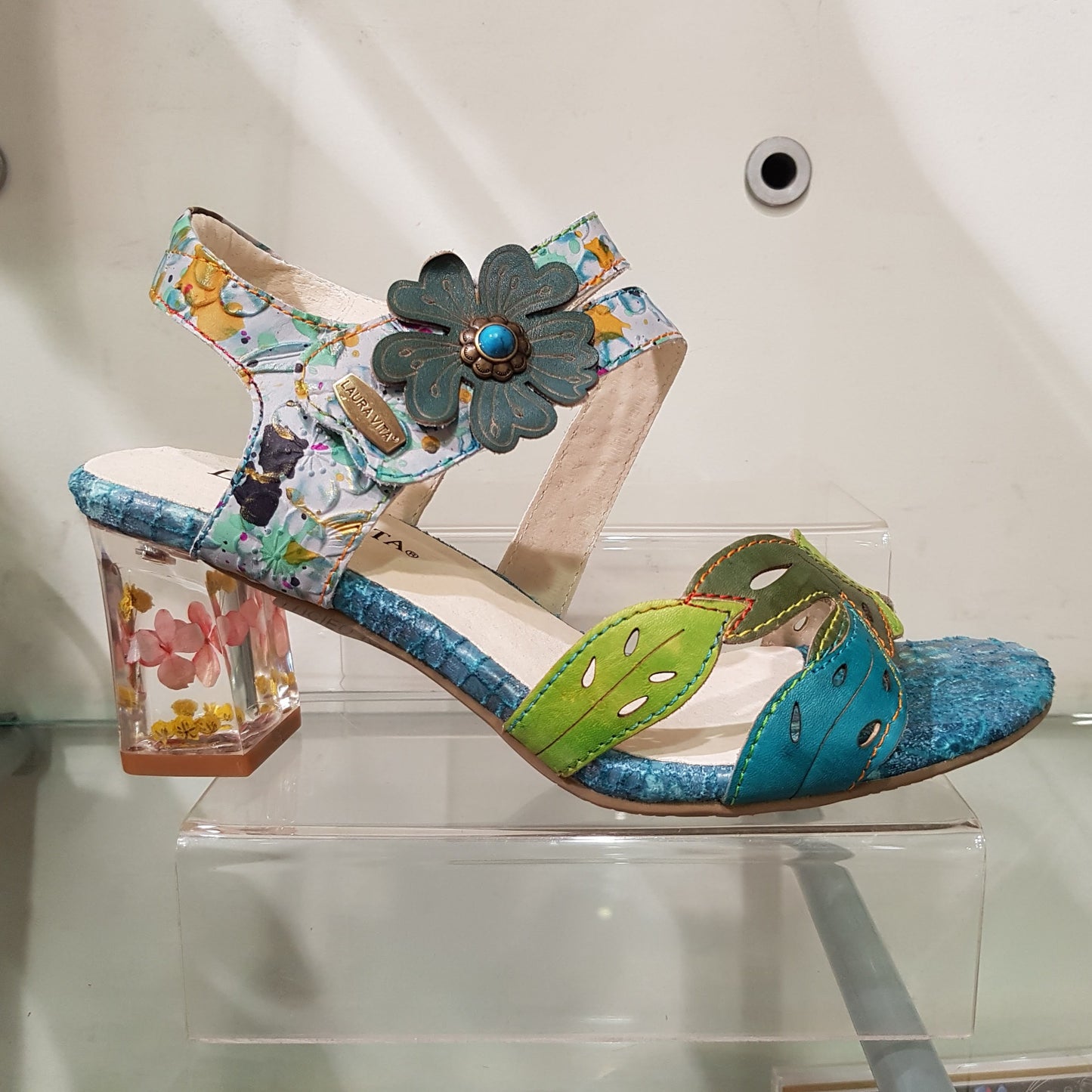 Laura Vita Lucieo 103 TURQUOISE Touch Fastening Bar Sandal