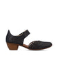 Rieker Bar Shoe BLUE 43753-14 Smart Heeled Leather Bar Shoe With Touch Fastening