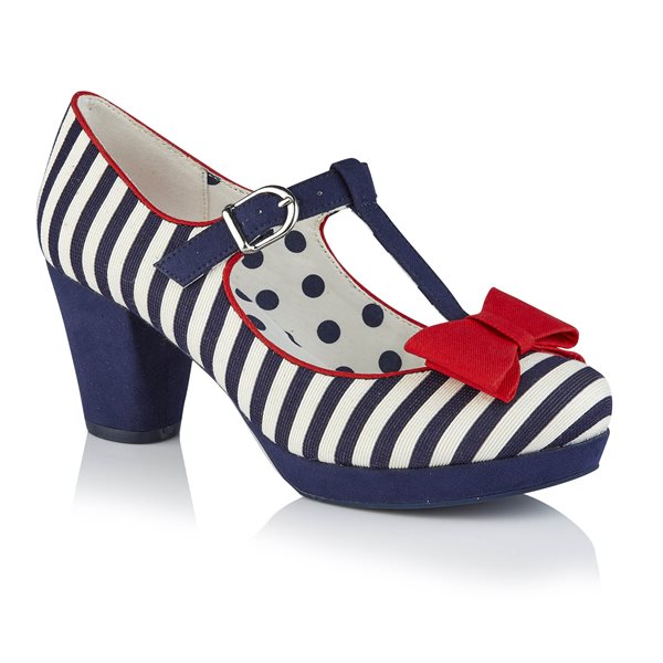 Ruby Shoo COURT SHOE Jazz NAVY STRIPE MATCHING TUNIS BAG AVAILABLE