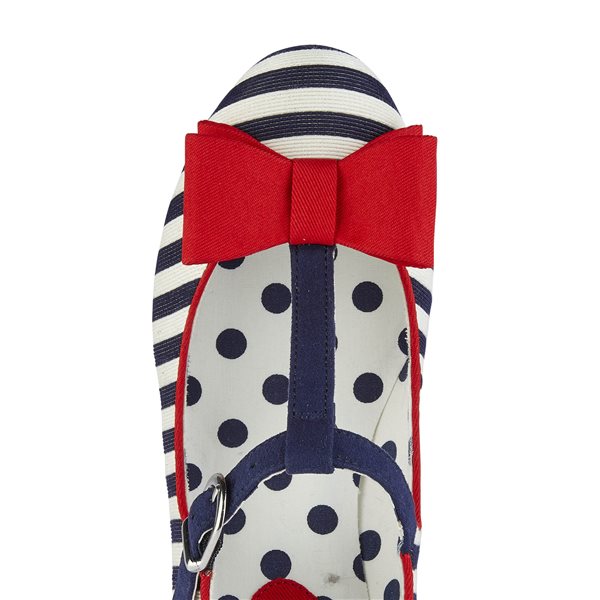 Ruby Shoo COURT SHOE Jazz NAVY STRIPE MATCHING TUNIS BAG AVAILABLE