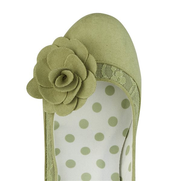 Ruby Shoo COURT SHOE Chrissie PISTACHIO with Lace and Flower Trim