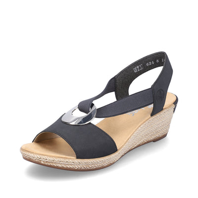 Rieker women smart Wedged sandal NAVY 624H6-14