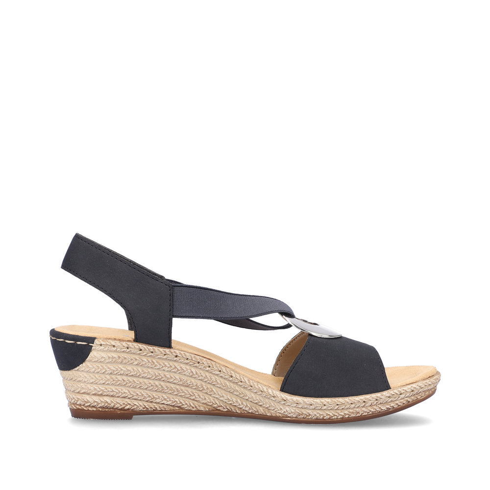 Rieker women smart Wedged sandal NAVY 624H6-14