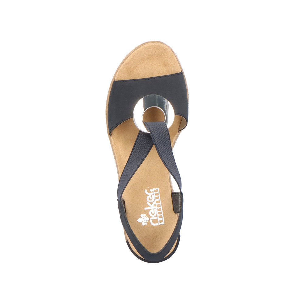Rieker women smart Wedged sandal NAVY 624H6-14