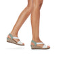 Rieker women smart Wedged sandal WHITE/MINT 624H6-80