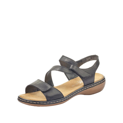 Rieker sandal Leather BLACK 659C7-00