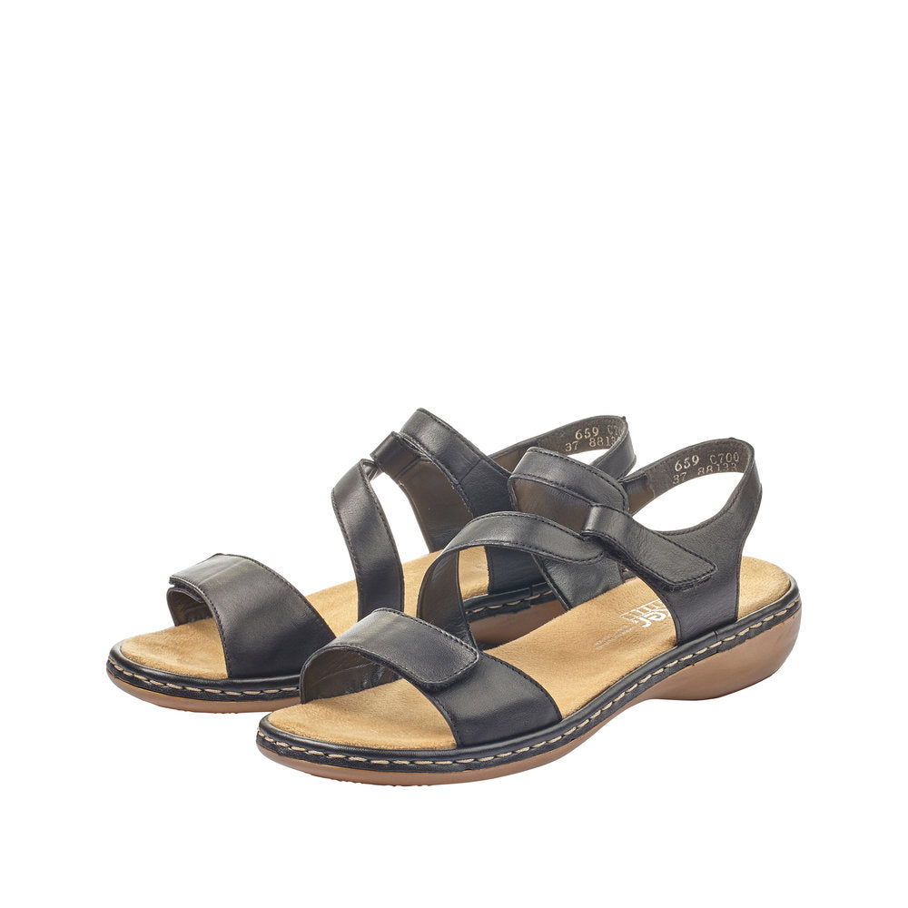 Rieker sandal Leather BLACK 659C7-00