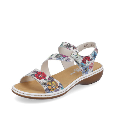 RIEKER Sandal with touch fastening BEIGE FLORAL 659C7-92