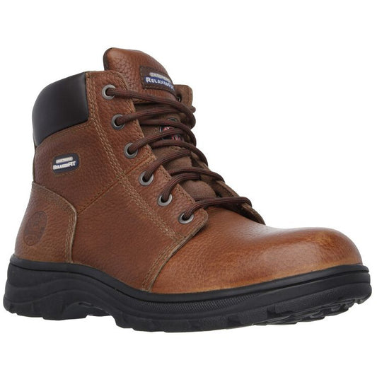 Skechers Men's Boot Relaxed Fit - Workshire ST BROWN Lace up Boot  77009ECBLK