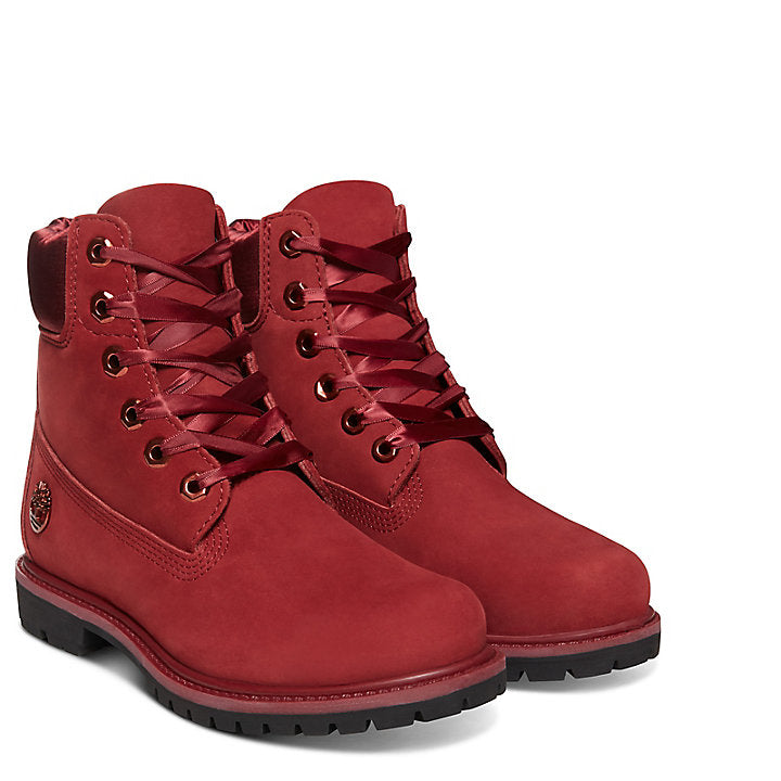 Red leather fashion timberlands