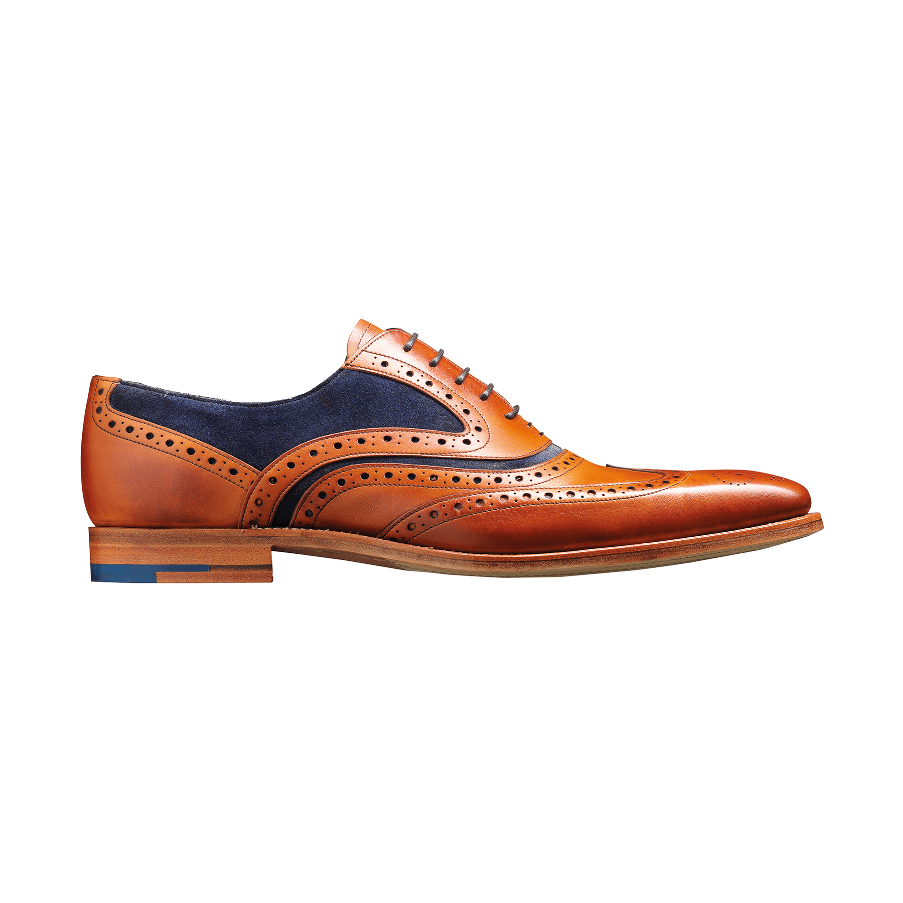 Barker BROGUE SHOE McCLEAN TAN Leather/BLUE SUEDE