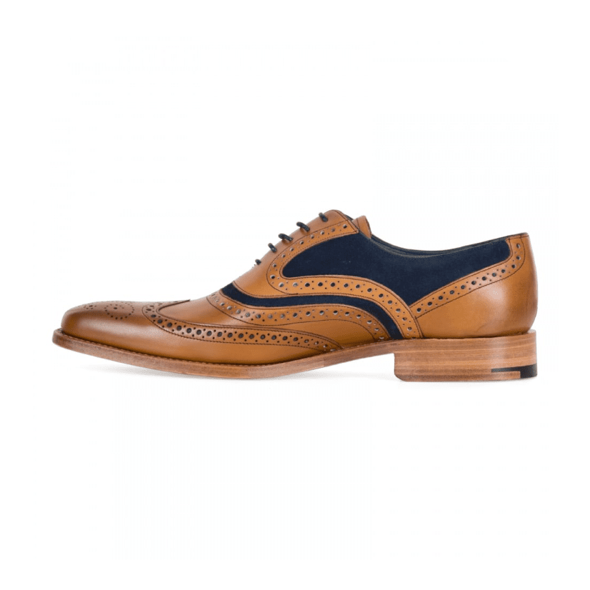 Barker BROGUE SHOE McCLEAN TAN Leather/BLUE SUEDE