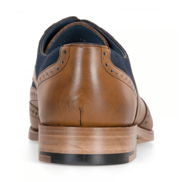 Barker BROGUE SHOE McCLEAN TAN Leather/BLUE SUEDE