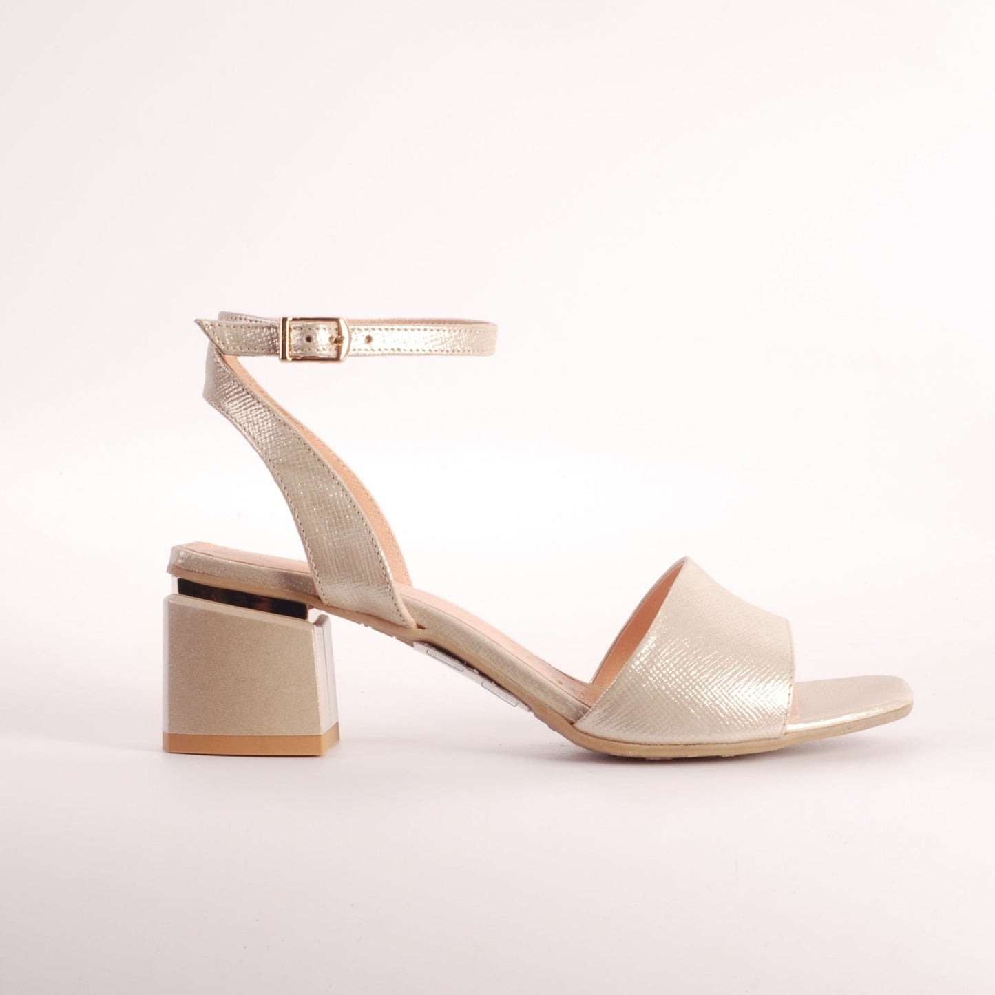 Bioeco 3942 GOLD Block Heel Dress Sandal matching bag available