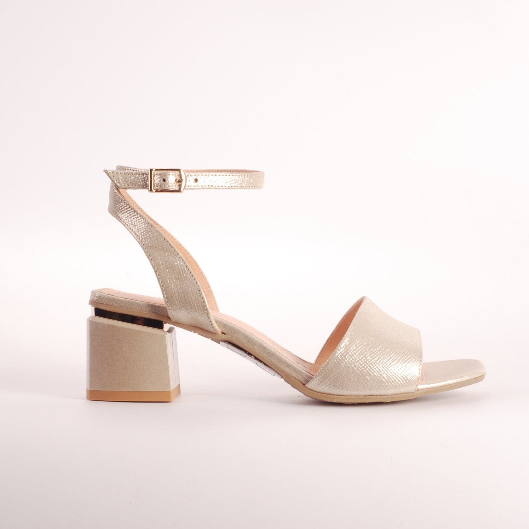 Bioeco 3942 GOLD Block Heel Dress Sandal matching bag available