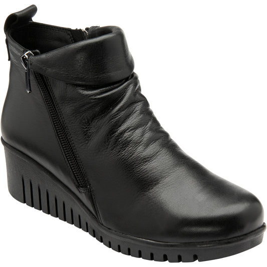 Lotus Ankle Boot in soft leather Cordelia BLACK