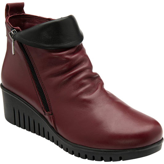 Lotus Ankle Boot in soft leather Cordelia BORDO
