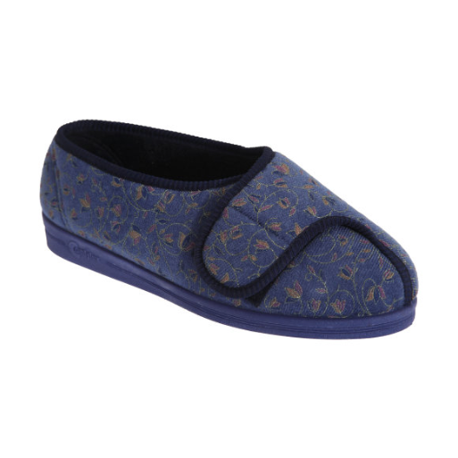Comfylux Helen Extra Wide Fitting Slipper touch easy fastening for cosy feet