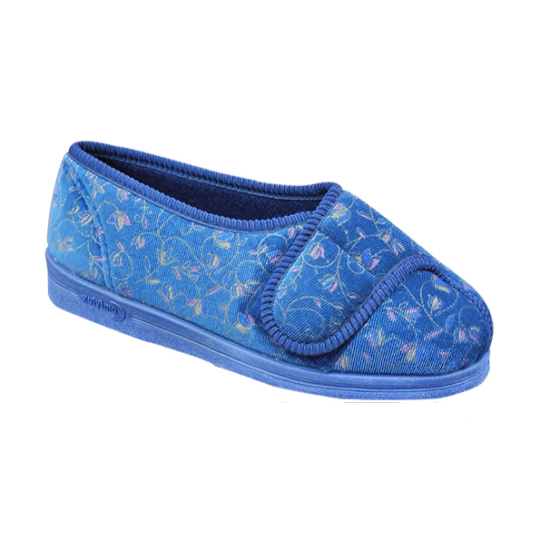 Comfylux Helen Extra Wide Fitting Slipper touch easy fastening for cosy feet