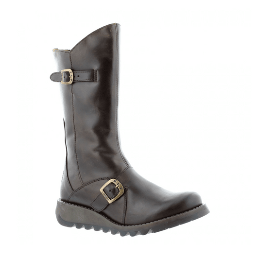 FLY London Mid Calf Boot Mes 2 Brown Leather
