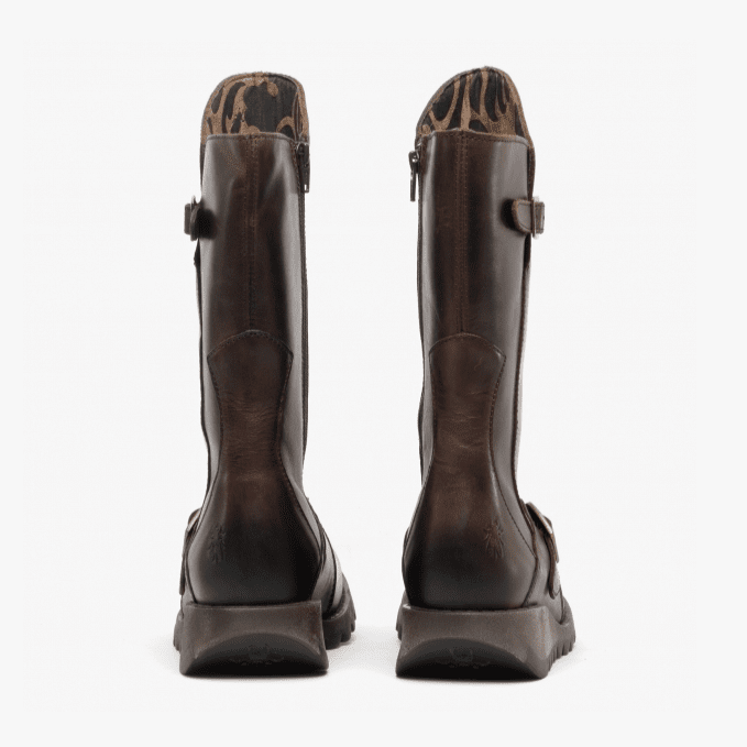 FLY London Mid Calf Boot Mes 2 Brown Leather