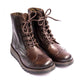 Fly London Ankle Boot Sarl BROWN Soft Leather Brogue with Laces and Zip.