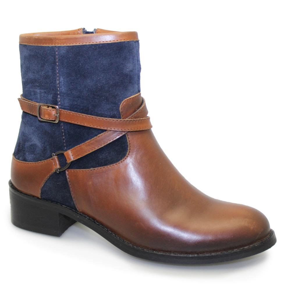 Lunar Ankle Boot Navy and Tan Leather code: GLH460