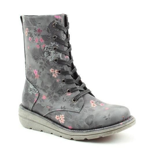 Heavenly Feet Ankle Boot With Lace and Zip Martina PURPLE FLORAL