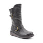 Heavenly Feet Mid Calf boot with buckles and zip Hannah BLACK