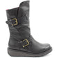 Heavenly Feet Mid Calf boot with buckles and zip Hannah BLACK