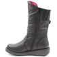 Heavenly Feet Mid Calf boot with buckles and zip Hannah BLACK