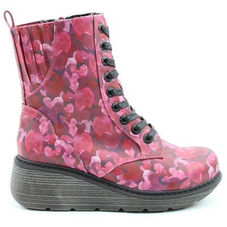 Heavenly Feet Boot with zip and lace Festival RED HEARTS