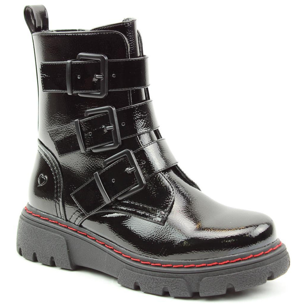 Heavenly Feet Ankle boot with Buckles and Zip Oklahoma BLACK PAT A.G. Meek