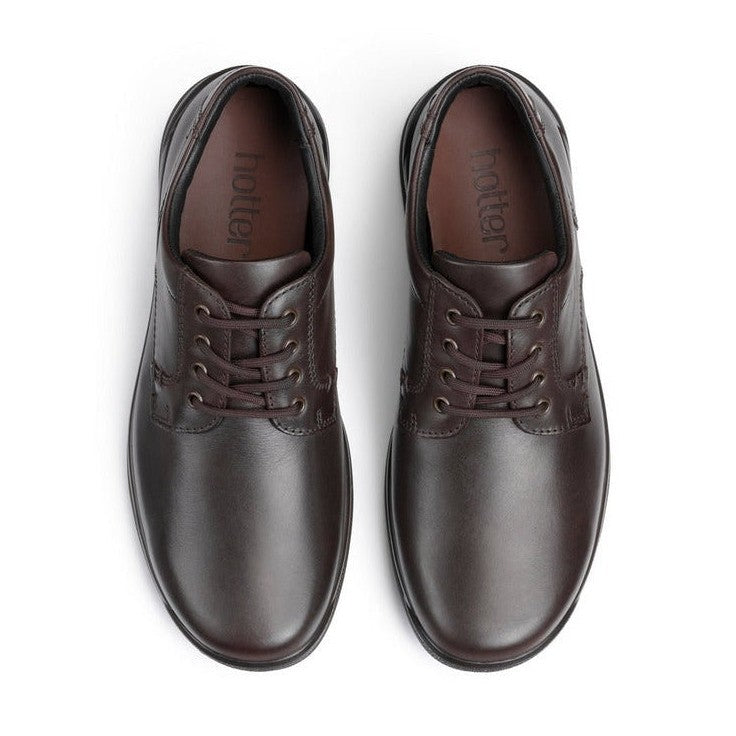 Hotter Burton Brown Leather Wide Dual Fit Lace Up Shoe