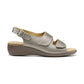 Hotter Easy Touch Fastening Wide Fit Sandal Pewter METALLIC LEATHER