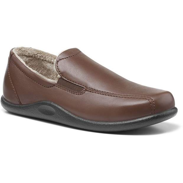 Hotter Men's Slipper Relax BROWN Leather