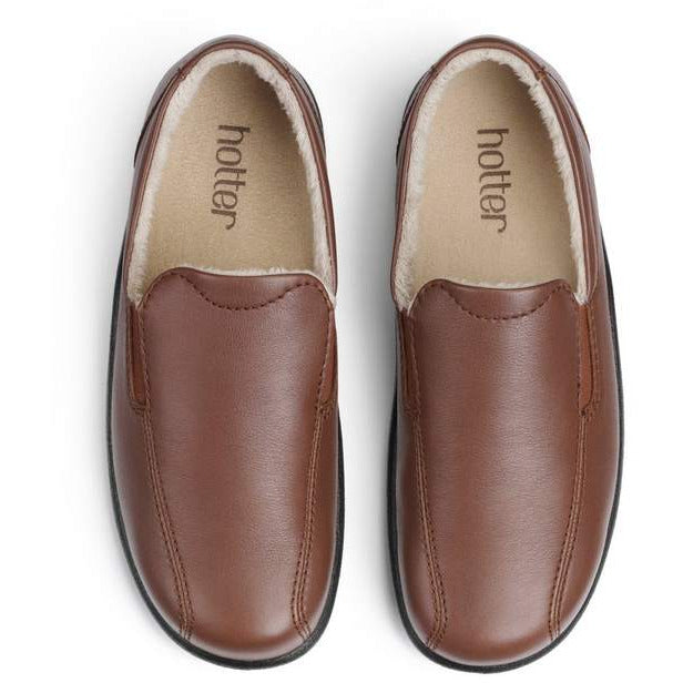 Hotter Men's Slipper Relax BROWN Leather