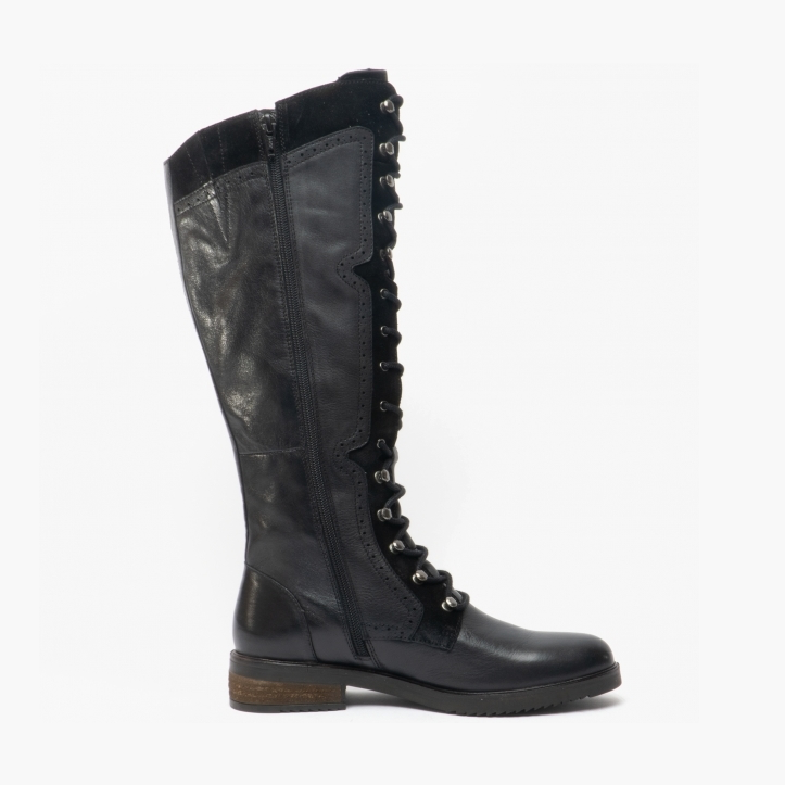 Hush Puppies KNEE HIGH BOOT Rudy BLACK Leather Lace up