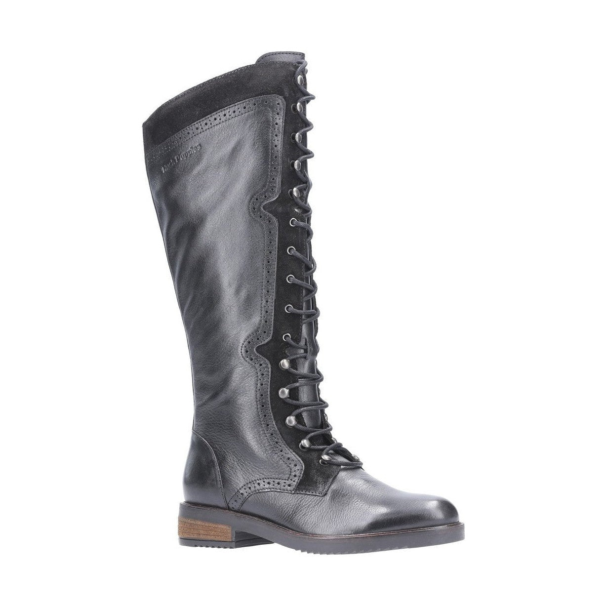 Hush Puppies KNEE HIGH BOOT Rudy BLACK Leather Lace up