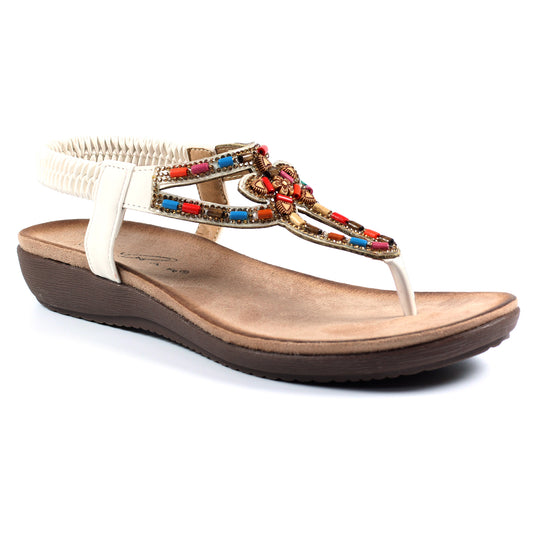 Lunar sandal with toe post Una WHITE JLH320BL