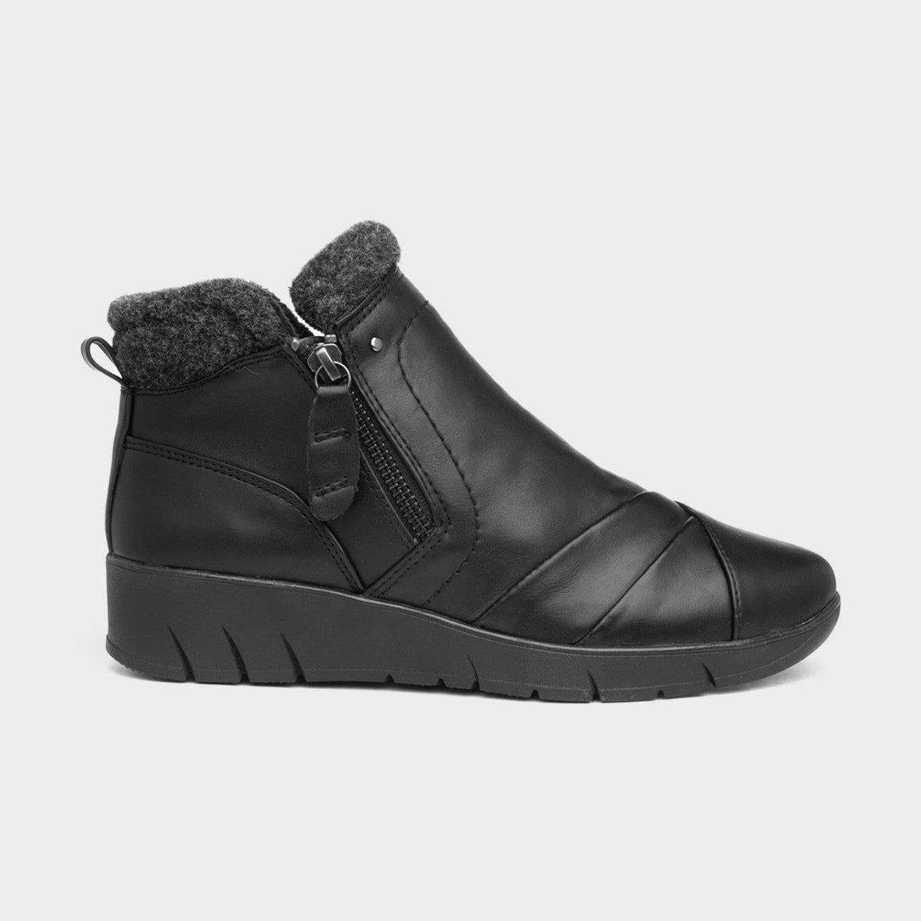 Jana Ankle Boot Leather with zip 26461 BLACK