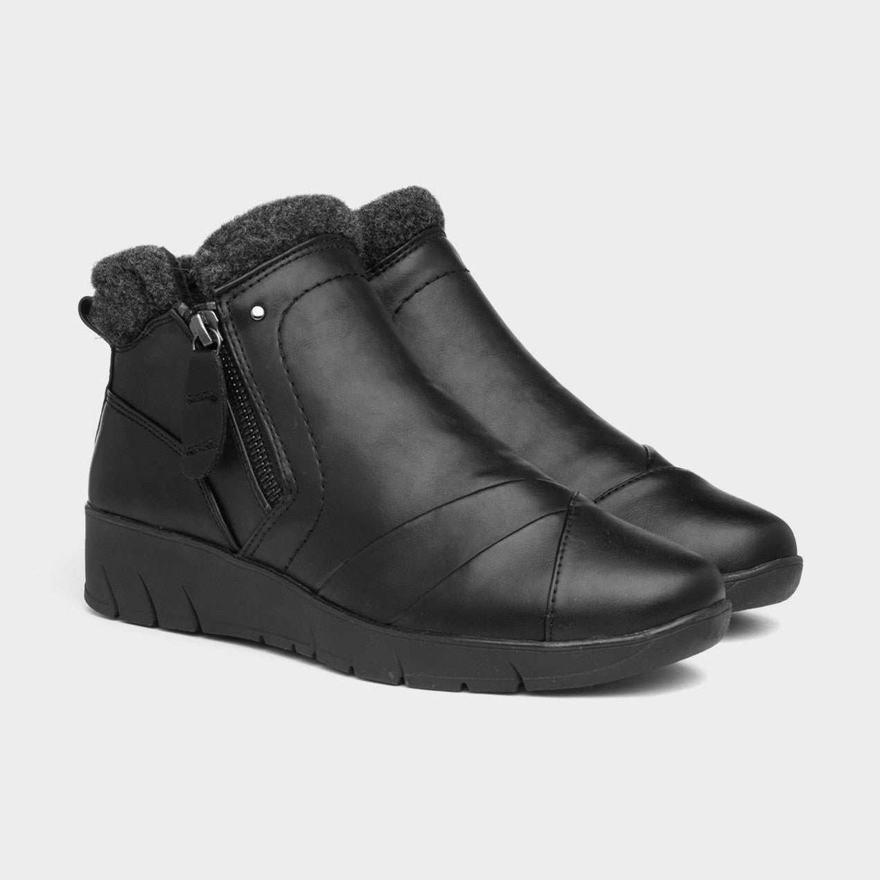Jana Ankle Boot Leather with zip 26461 BLACK