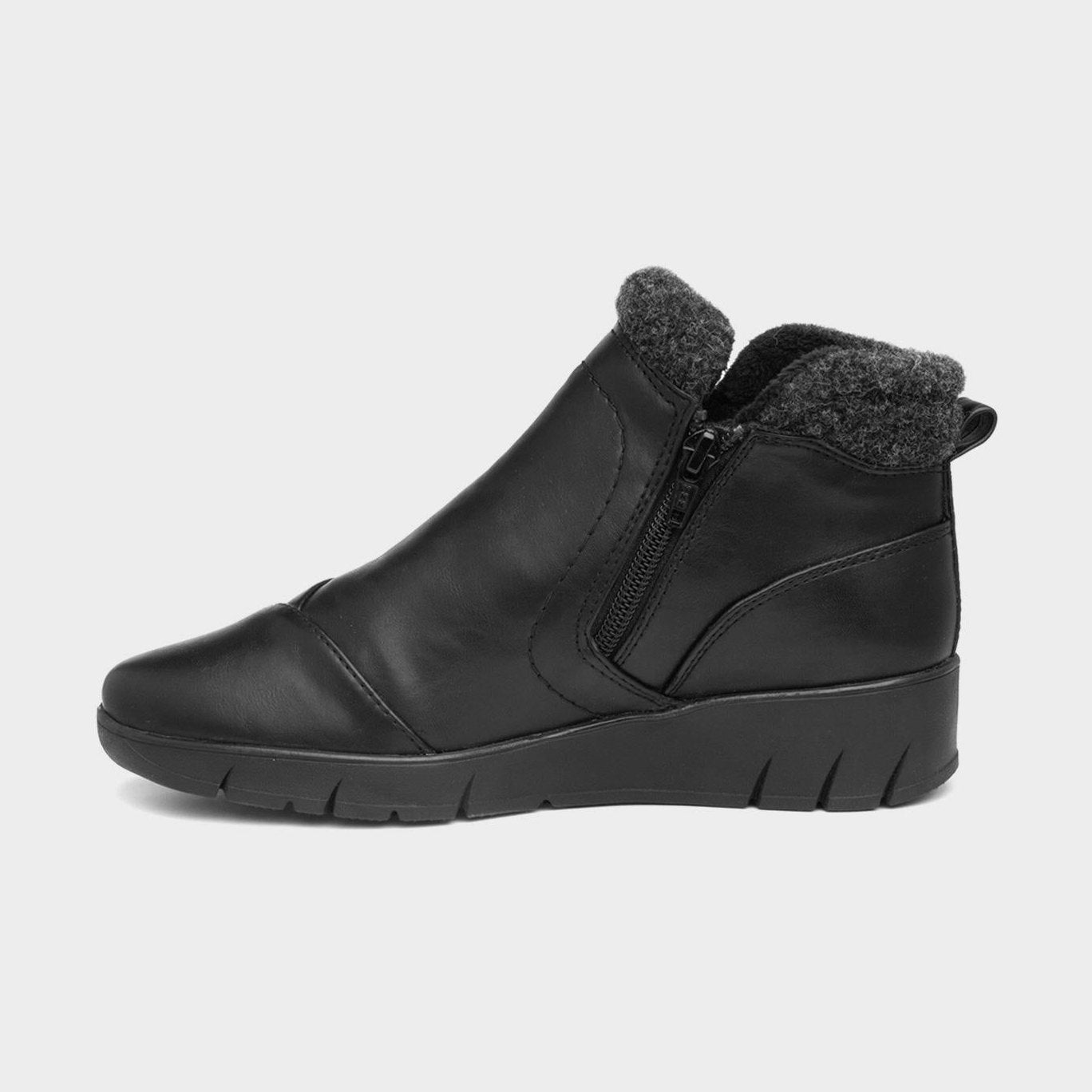 Jana Ankle Boot Leather with zip 26461 BLACK
