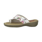 Jana White Flower Mule Sandal with Toe Loop 27111-28 WHITE FLOWER 27111-28