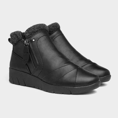 Jana Ankle Boot Leather with zip 26461 BLACK