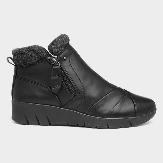Jana Ankle Boot Leather with zip 26461 BLACK