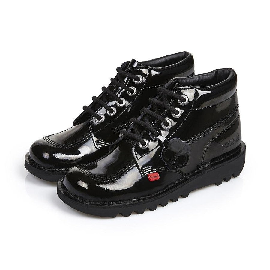 Kick Hi Classic Black Patent Leather Boots Womens version