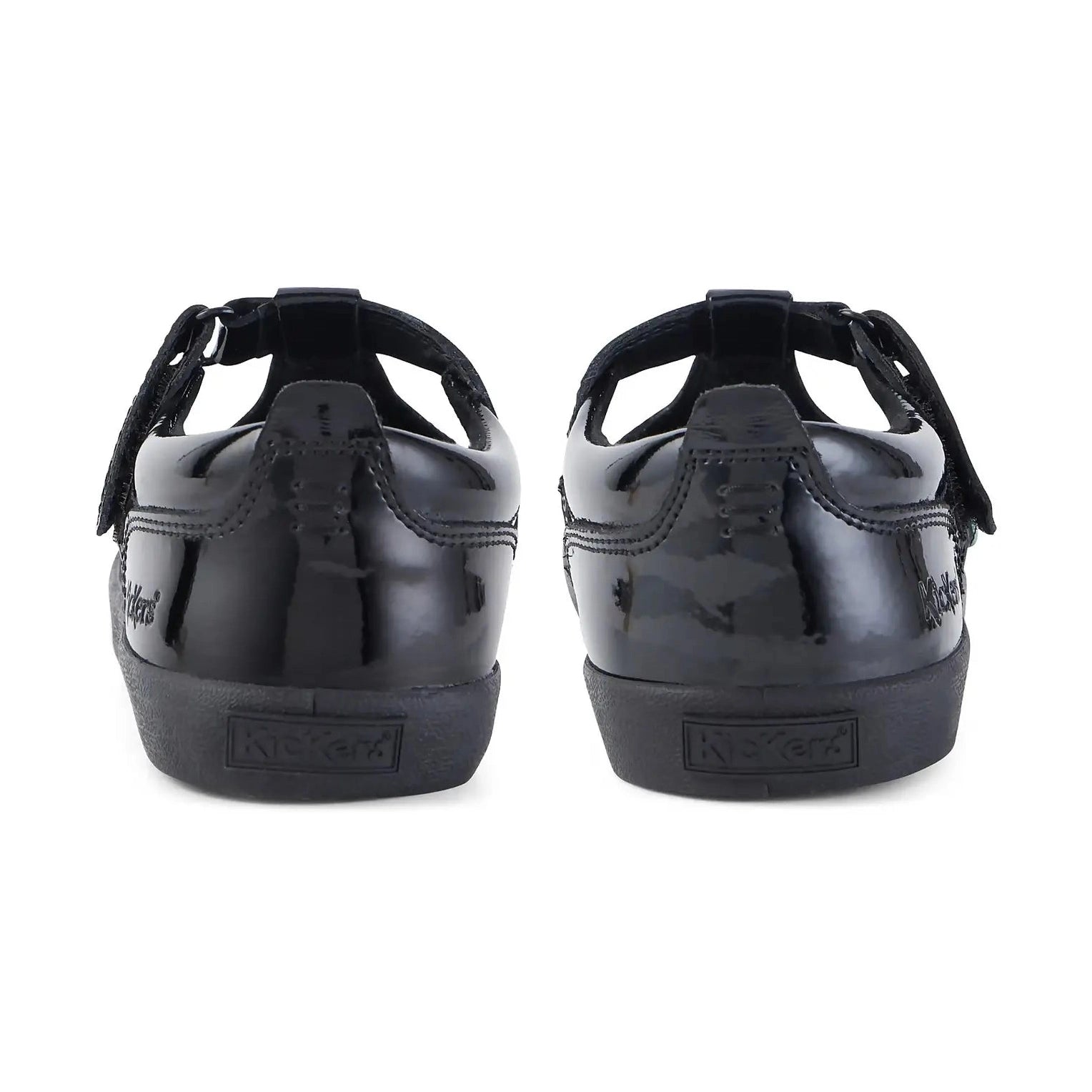 Kicker Junior Girls Karico T Vel Black PAT Leather School Shoe KARICO T VEL